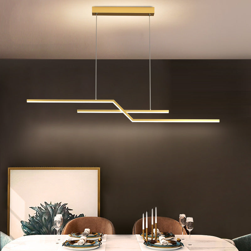Modern Simplicity LED Island Light Linear 2-Light Hanging Lamp for Dining Room