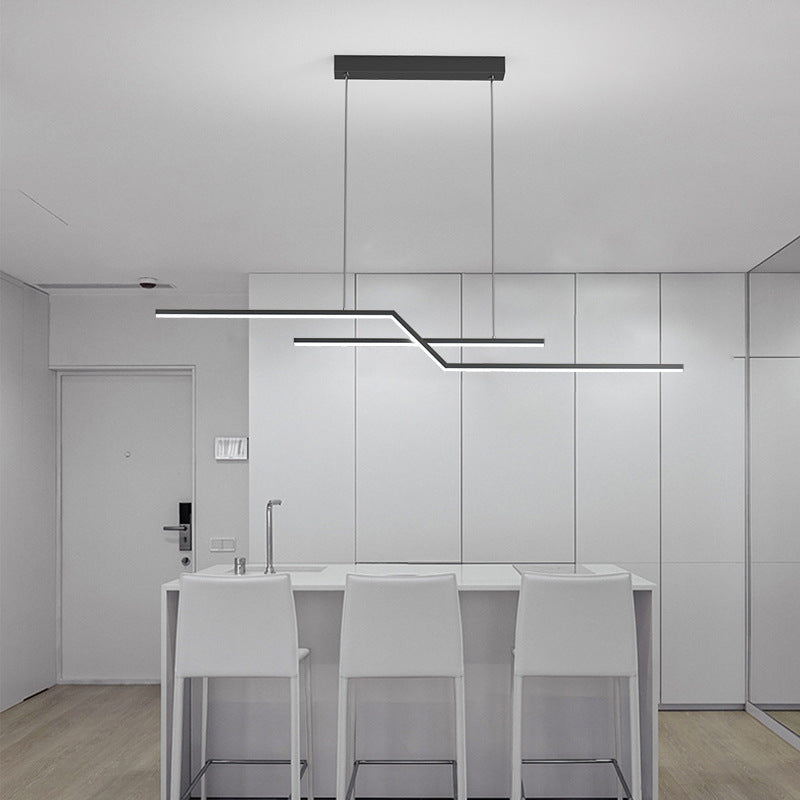 Modern Simplicity LED Island Light Linear 2-Light Hanging Lamp for Dining Room
