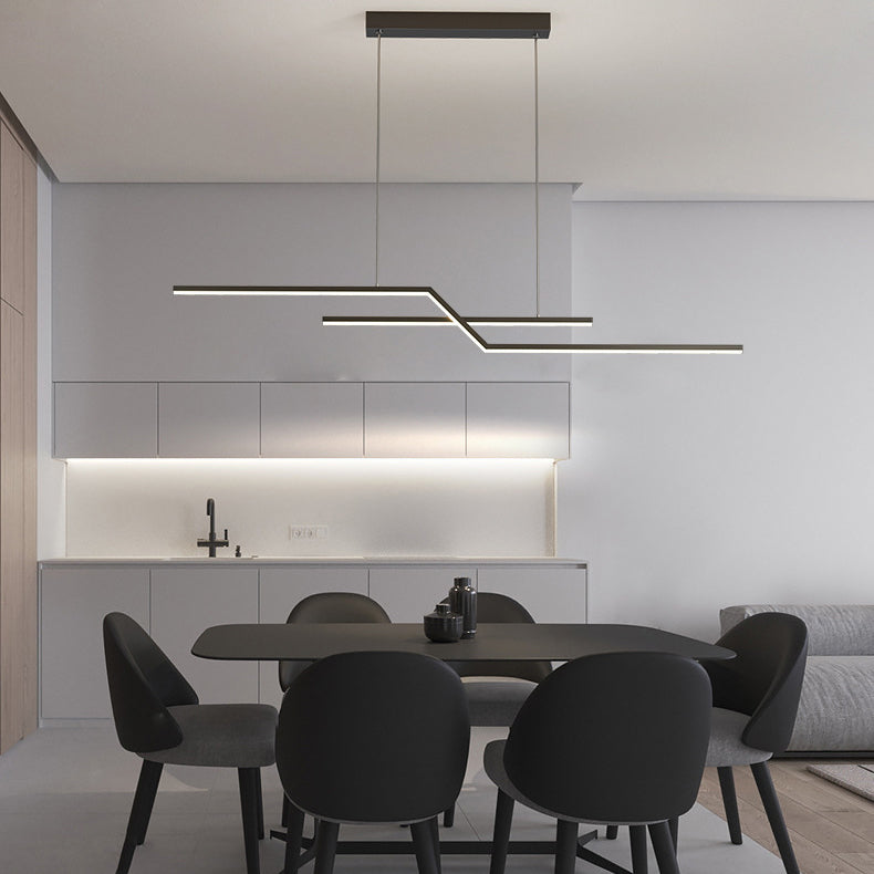 Modern Simplicity LED Island Light Linear 2-Light Hanging Lamp for Dining Room