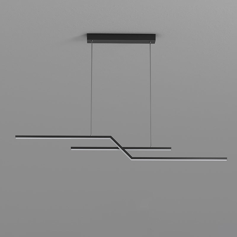 Modern Simplicity LED Island Light Linear 2-Light Hanging Lamp for Dining Room
