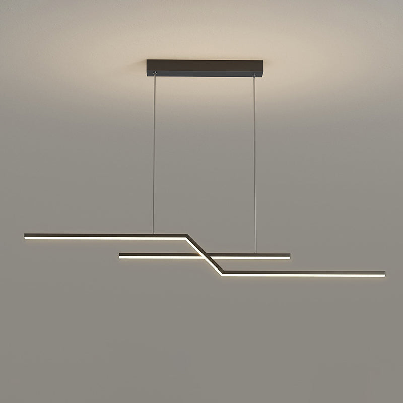Modern Simplicity LED Island Light Linear 2-Light Hanging Lamp for Dining Room