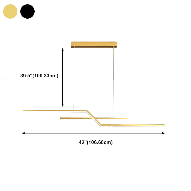 Modern Simplicity LED Island Light Linear 2-Light Hanging Lamp for Dining Room