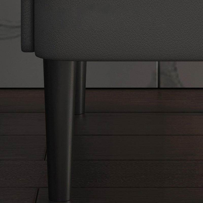 20 Inch Tall Nightstand Modern Stone Top Faux Leather 2-Drawer Legs Included Night Table