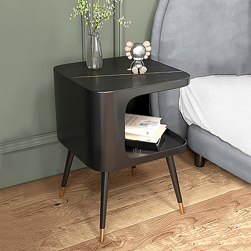 Modern 20 Inch H Bed Nightstand Open Storage Stone Top Legs Included Night Table