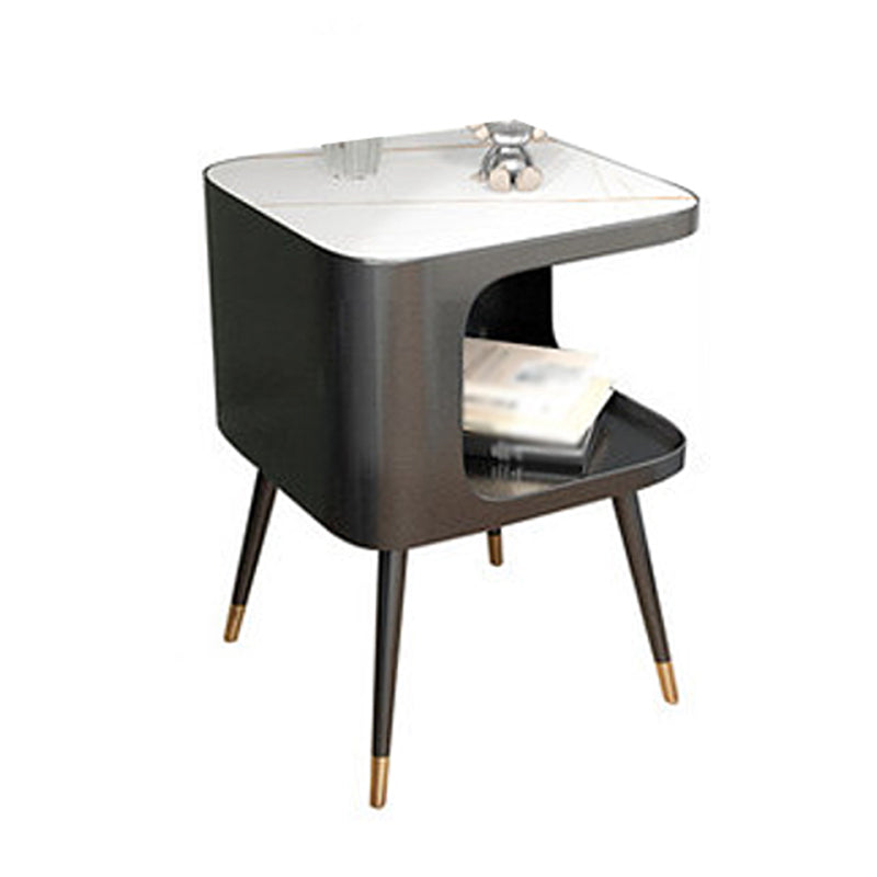 Modern 20 Inch H Bed Nightstand Open Storage Stone Top Legs Included Night Table