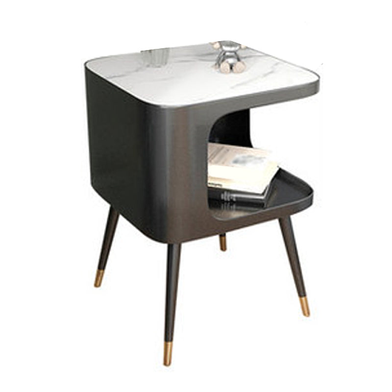 Modern 20 Inch H Bed Nightstand Open Storage Stone Top Legs Included Night Table