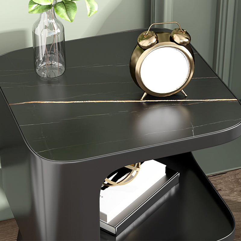 Modern 20 Inch H Bed Nightstand Open Storage Stone Top Legs Included Night Table