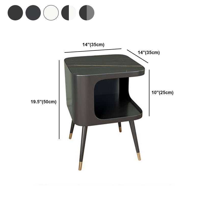 Modern 20 Inch H Bed Nightstand Open Storage Stone Top Legs Included Night Table
