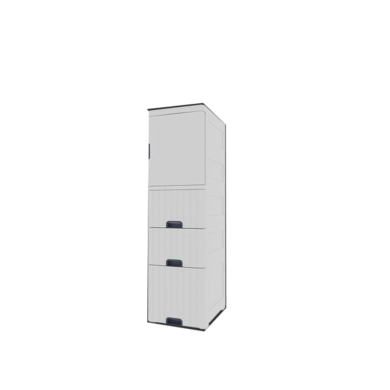 1/2- Door Nightstand in White/Grey/Beige 11.81" W x 15.75" D Bedside Cabinet with Casters