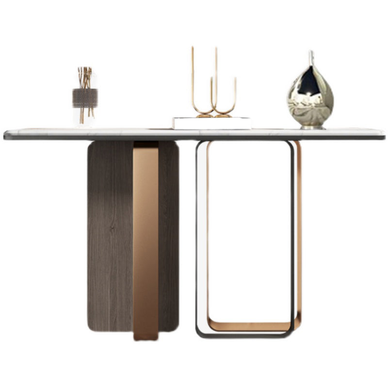 Glam Rectangle Console Sofa Table White Marble Console Table with Legs