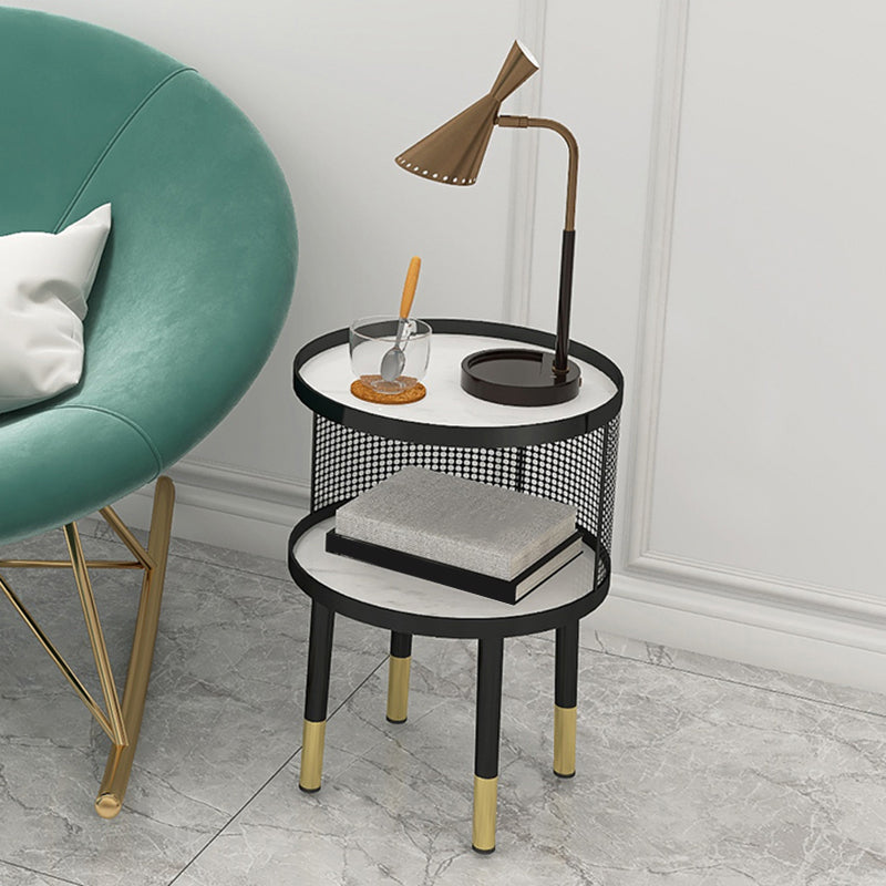 23 Inch H Nightstand Modern Open Storage Stone Top Legs Included Night Table