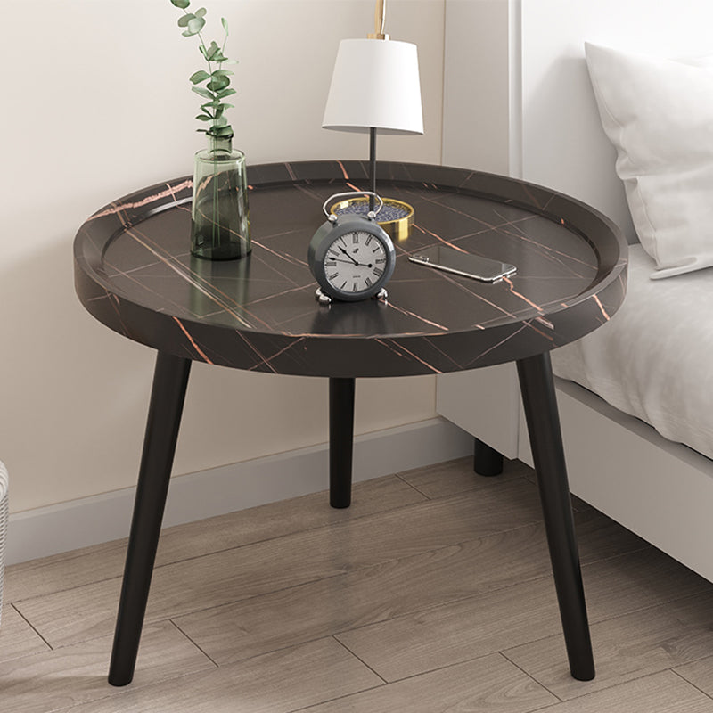 Modern Imitatoon Wood Bed Nightstand Round 18 Inch H Night Table with Legs