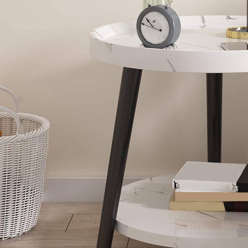 Modern Imitatoon Wood Bed Nightstand Round 18 Inch H Night Table with Legs