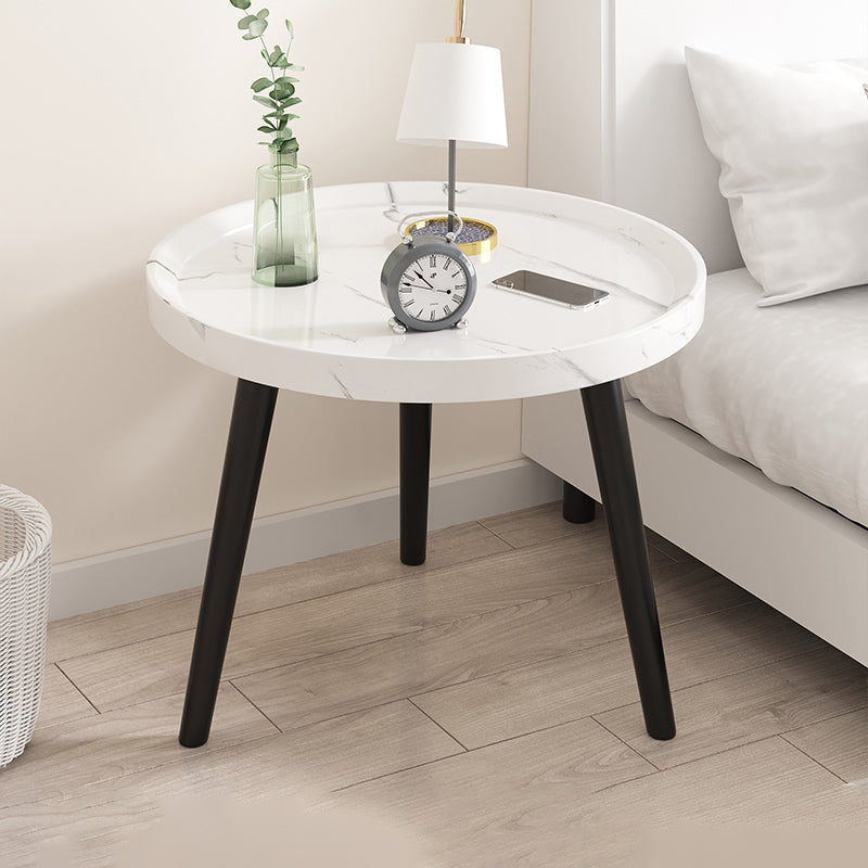 Modern Imitatoon Wood Bed Nightstand Round 18 Inch H Night Table with Legs