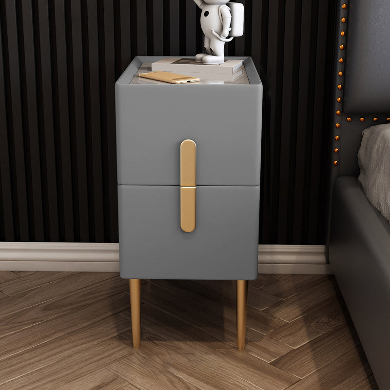 20 Inch H Nightstand 2-Drawer Storage Glam Solid Wood Night Table with Legs