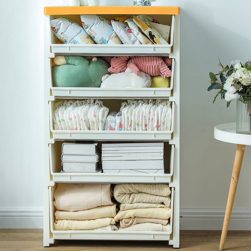 Contemporary Chest 23.6/26-inch Wide Plastic Storage Chest with Drawers for Bedroom