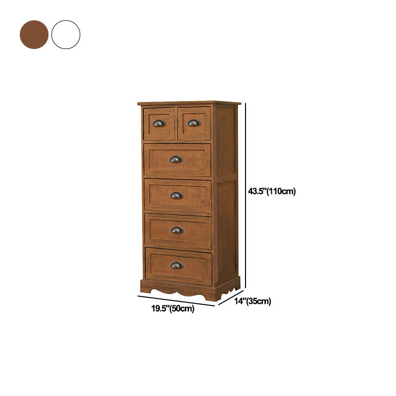 12" W Vintage Vertical Storage Chest Bedroom Solid Wood Lingerie Chest with Drawers