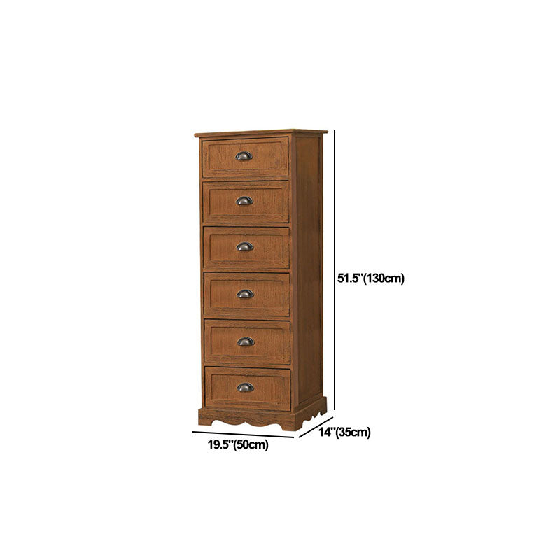 12" W Vintage Vertical Storage Chest Bedroom Solid Wood Lingerie Chest with Drawers