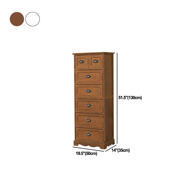 12" W Vintage Vertical Storage Chest Bedroom Solid Wood Lingerie Chest with Drawers