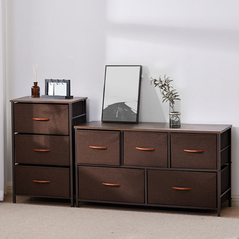 Contemporary Chest Fabric Bins Dresser with Drawers for Home/Office