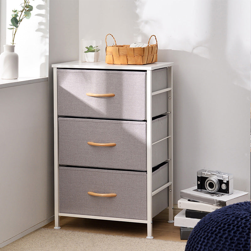 Contemporary Chest Fabric Bins Dresser with Drawers for Home/Office