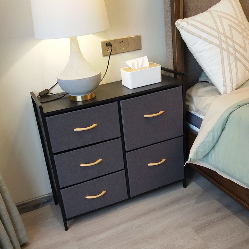 Contemporary Chest Fabric Bins Dresser with Drawers for Home/Office