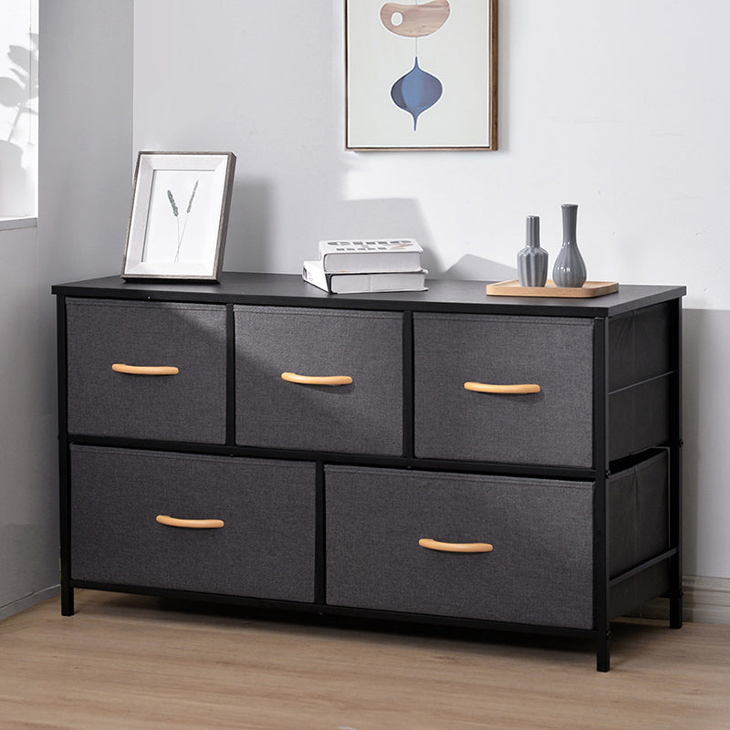 Contemporary Chest Fabric Bins Dresser with Drawers for Home/Office