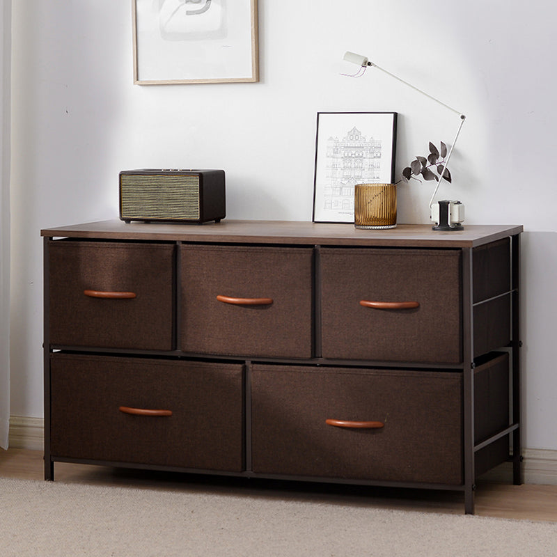 Contemporary Chest Fabric Bins Dresser with Drawers for Home/Office