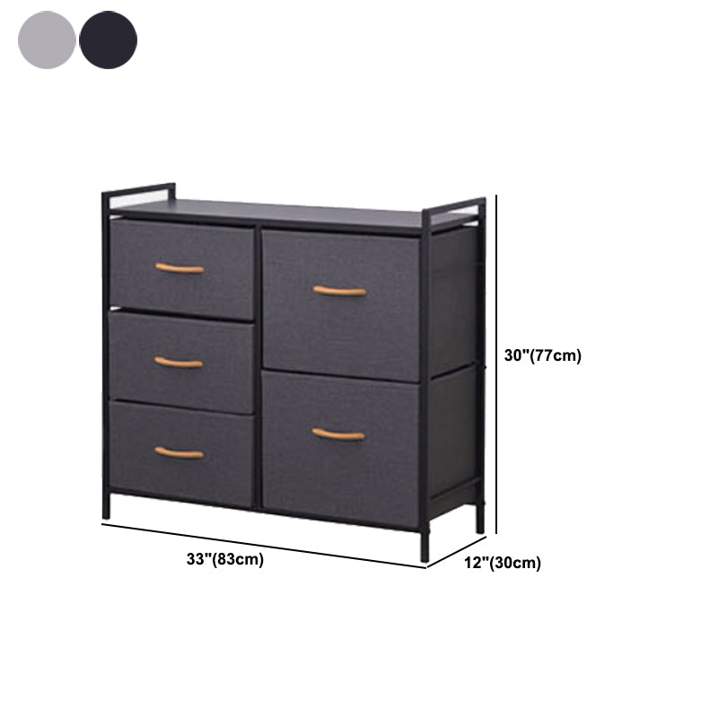 Contemporary Chest Fabric Bins Dresser with Drawers for Home/Office