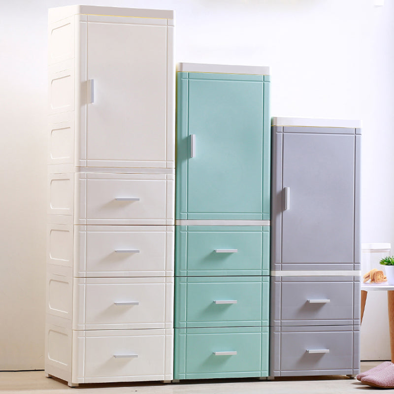 37.4" H Nightstand Plastic Night Table with 1 Door and 2/3-Drawer