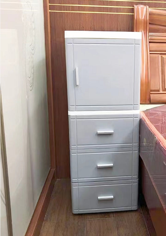 37.4" H Nightstand Plastic Night Table with 1 Door and 2/3-Drawer