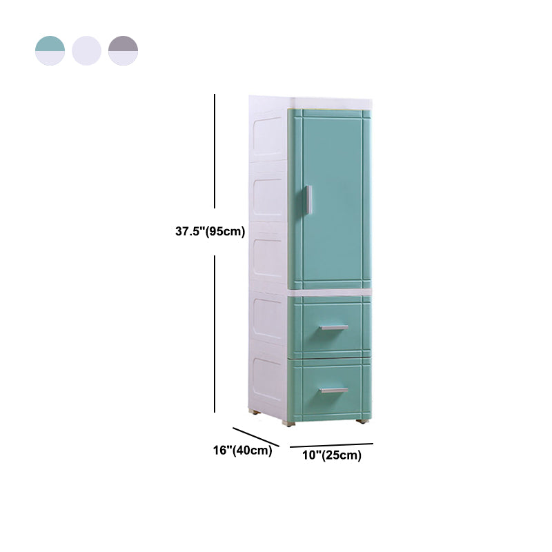 37.4" H Nightstand Plastic Night Table with 1 Door and 2/3-Drawer