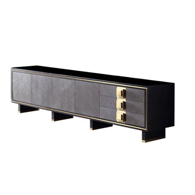 23.6-inch High Glass Top TV Stand Glam 3-Drawer TV Stand Console