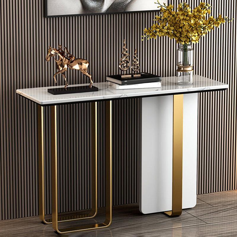 Glam Marble Rectangle Console Table Stain Resistant Scratch Resistant Console