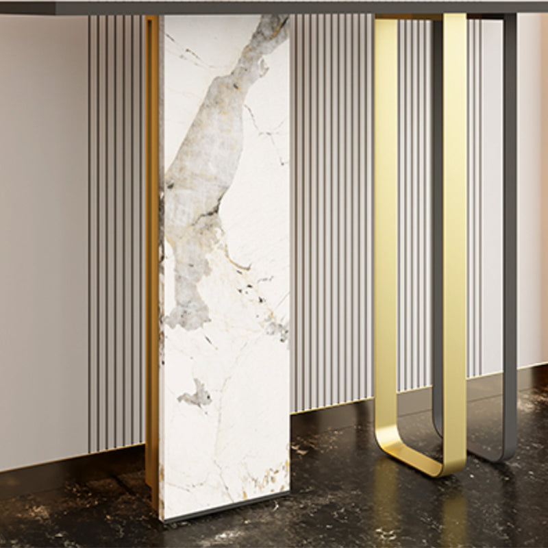 Glam Rectangle Top Accent Table with Abstract Base Console Table