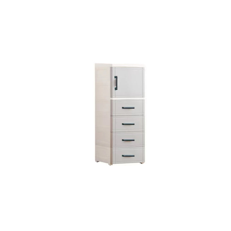 White and Grey Plastic Nightstand 13.78" D Modern 1-Door Nightstand