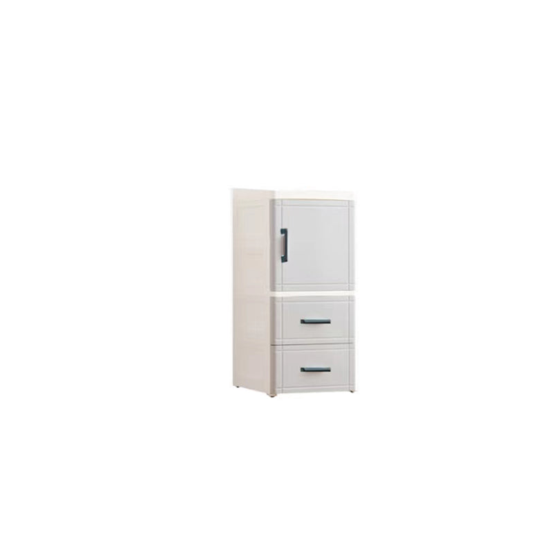White and Grey Plastic Nightstand 13.78" D Modern 1-Door Nightstand