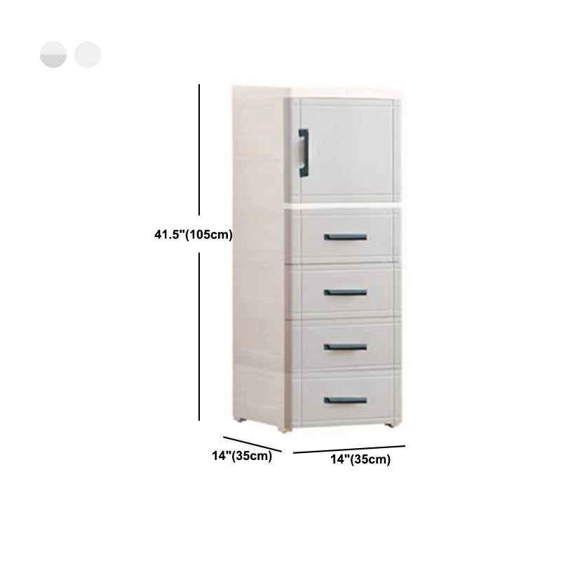White and Grey Plastic Nightstand 13.78" D Modern 1-Door Nightstand