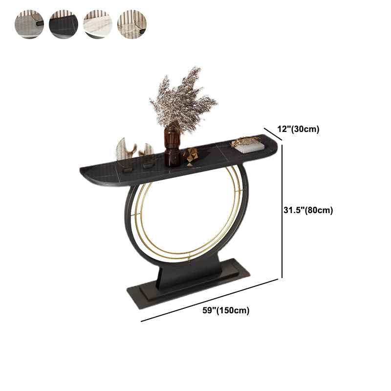 Glam Slate Console Table Half Moon Table 13.81" Stain Resistant Pedestal Sofa Table