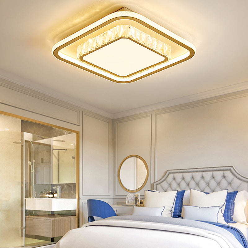 Contemporary Crystal Ceiling Light Multi-Layer LED Flush Mount Light for Living Room