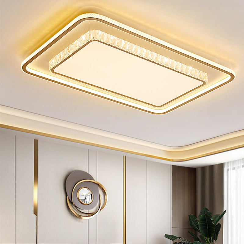 Contemporary Crystal Ceiling Light Multi-Layer LED Flush Mount Light for Living Room
