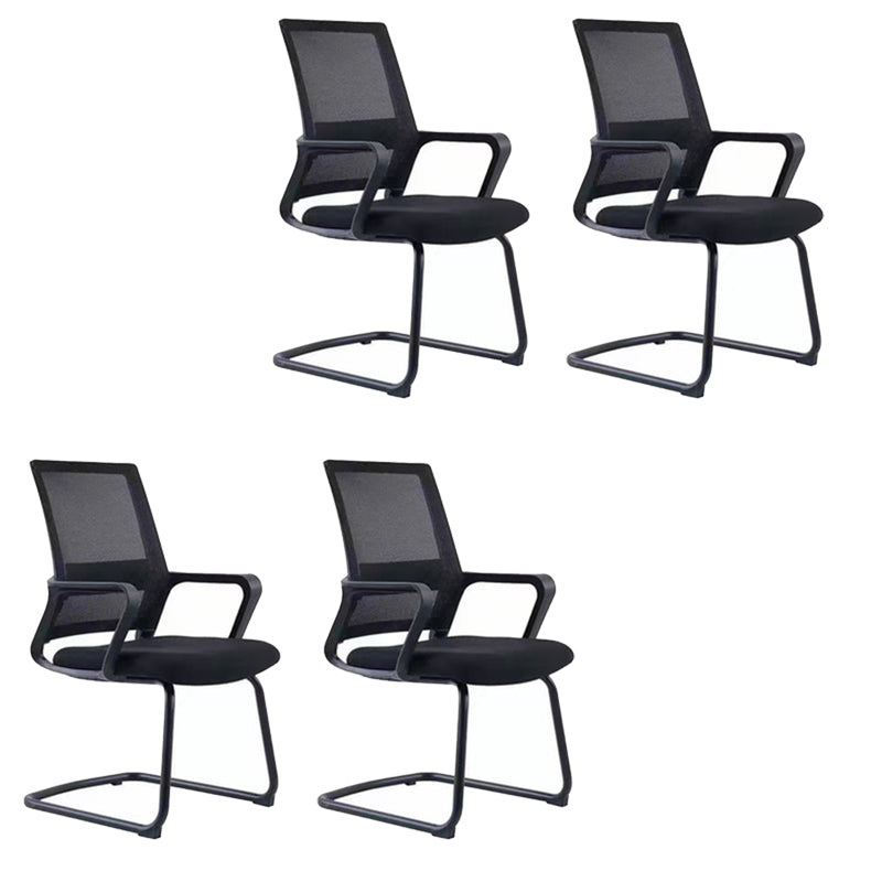 Fixed Arms Black Swivel Chair Mid-back Chair Soft Executive Office Chair