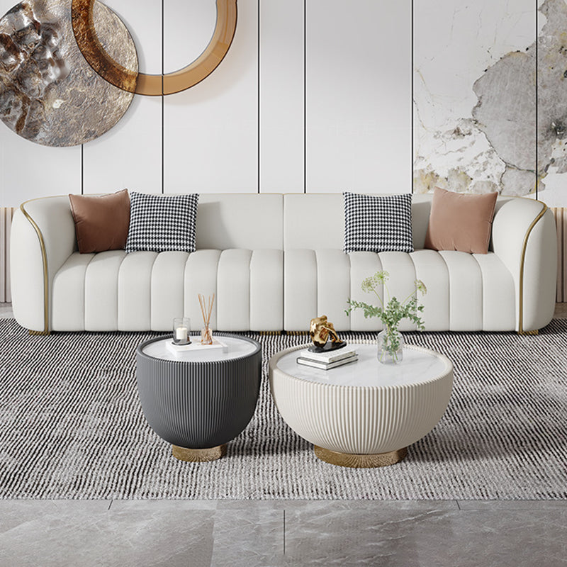 Modern Style Leather Sofa Living Room Tuxedo Arm Sofa Tight Back Seating