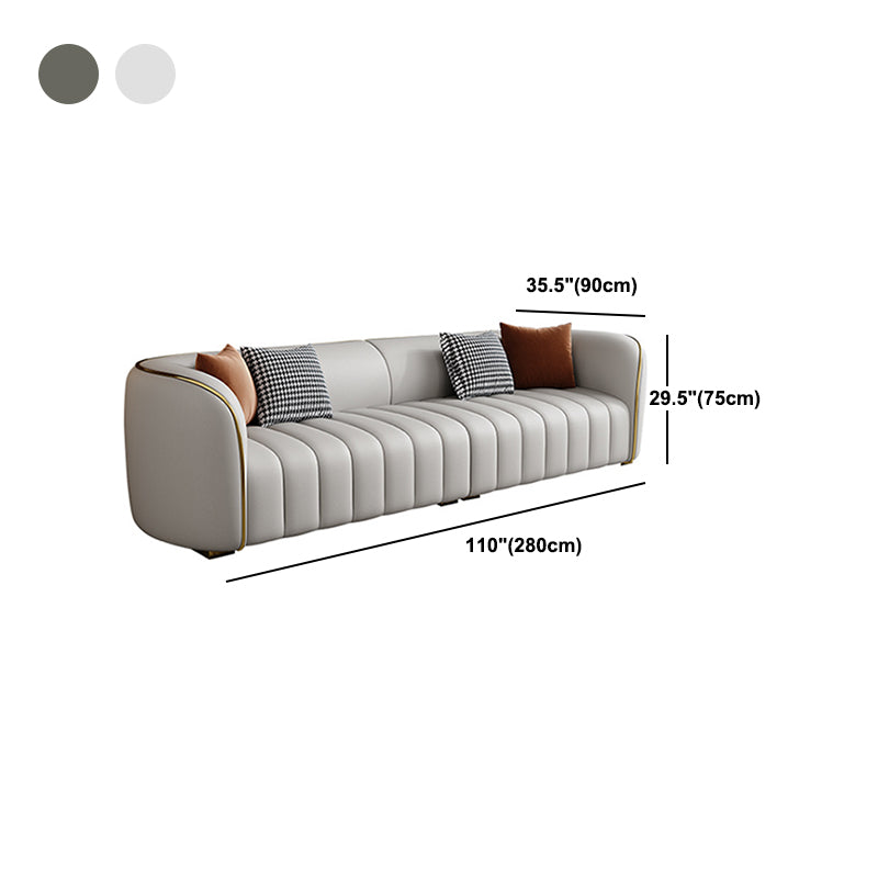Modern Style Leather Sofa Living Room Tuxedo Arm Sofa Tight Back Seating