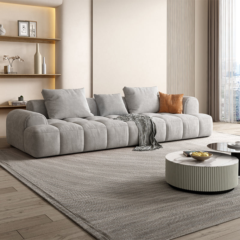 Modern Style Sofa Suede Material Embedded Armrest Cushion Back Sofa Bed