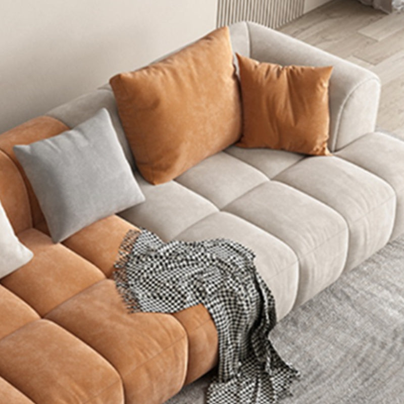 Modern Style Sofa Suede Material Embedded Armrest Cushion Back Sofa Bed