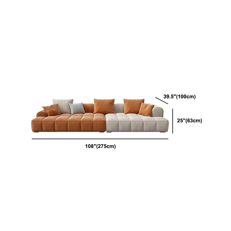 Modern Style Sofa Suede Material Embedded Armrest Cushion Back Sofa Bed