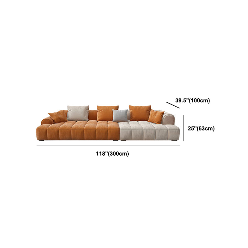 Modern Style Sofa Suede Material Embedded Armrest Cushion Back Sofa Bed