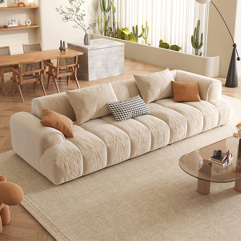 Modern Style Sofa Embedded Armrest Cushion Back Flannelette Material Sofa Bed