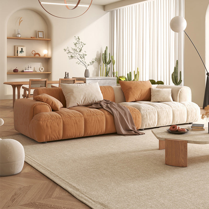 Modern Style Sofa Embedded Armrest Cushion Back Flannelette Material Sofa Bed